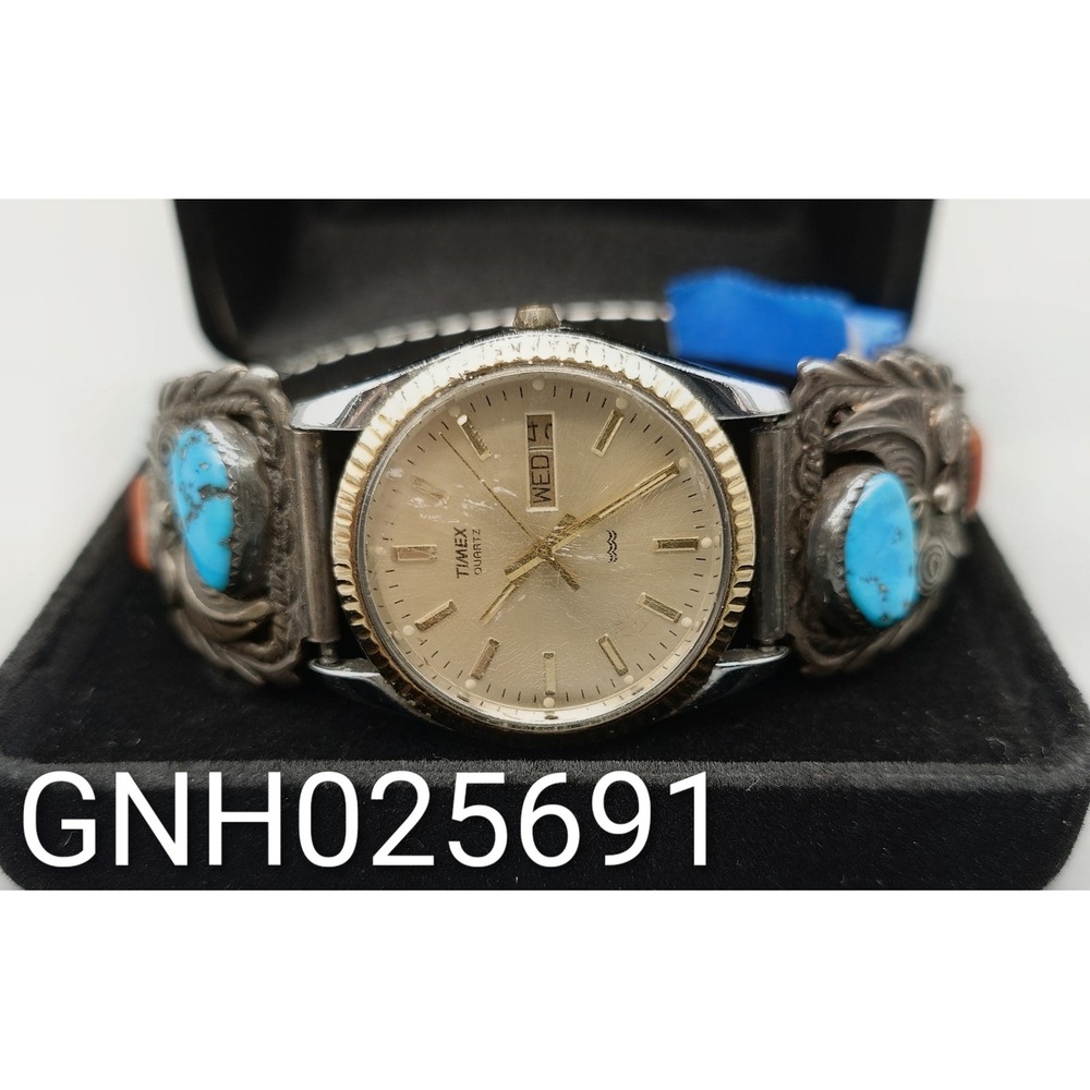 Timex Quartz Watch with Turquoise and Coral Inlay Expansion Band [GNH025691]